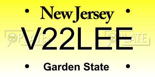 V22LEE New Jersey License Plate