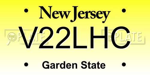V22LHC New Jersey License Plate