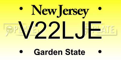V22LJE New Jersey License Plate