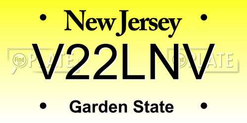 V22LNV New Jersey License Plate