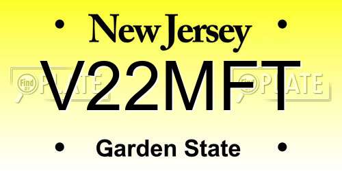 V22MFT New Jersey License Plate