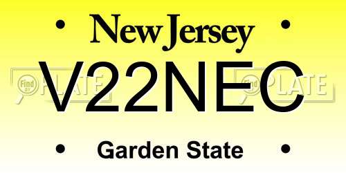 V22NEC New Jersey License Plate