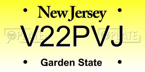 V22PVJ New Jersey License Plate
