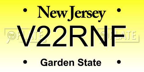 V22RNF New Jersey License Plate