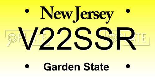 V22SSR New Jersey License Plate