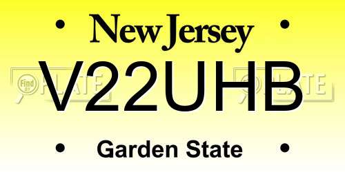 V22UHB New Jersey License Plate