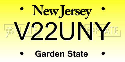 V22UNY New Jersey License Plate