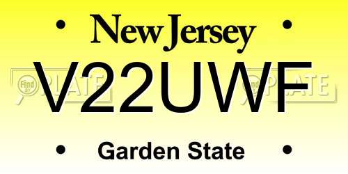 V22UWF New Jersey License Plate