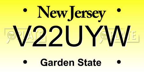 V22UYW New Jersey License Plate