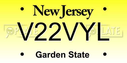 V22VYL New Jersey License Plate