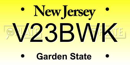 V23BWK New Jersey License Plate