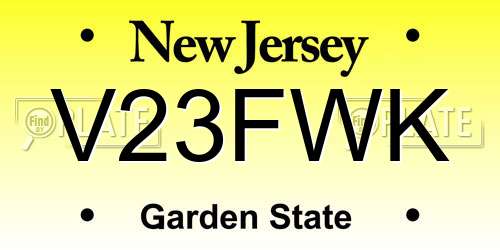V23FWK New Jersey License Plate