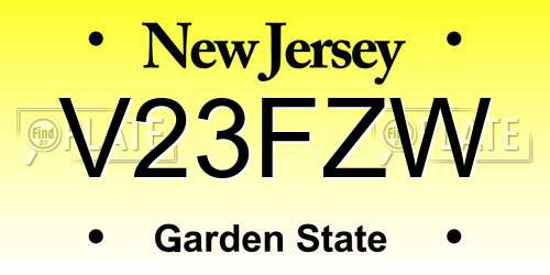 V23FZW New Jersey License Plate