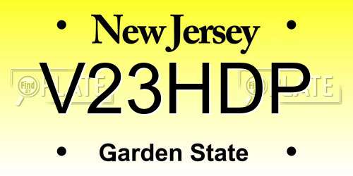 V23HDP New Jersey License Plate