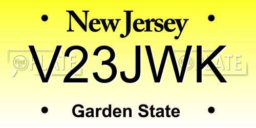 V23JWK New Jersey License Plate