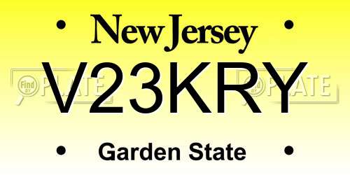 V23KRY New Jersey License Plate