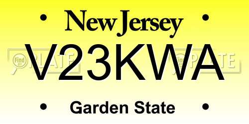 V23KWA New Jersey License Plate