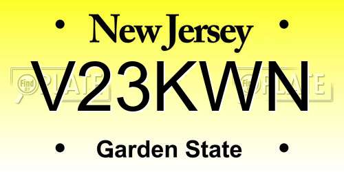V23KWN New Jersey License Plate