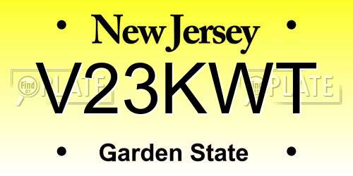 V23KWT New Jersey License Plate