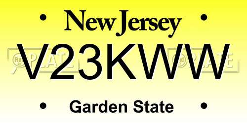 V23KWW New Jersey License Plate