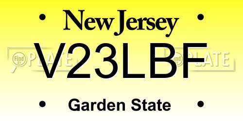 V23LBF New Jersey License Plate
