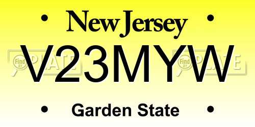V23MYW New Jersey License Plate