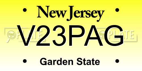 V23PAG New Jersey License Plate