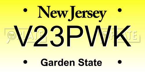 V23PWK New Jersey License Plate