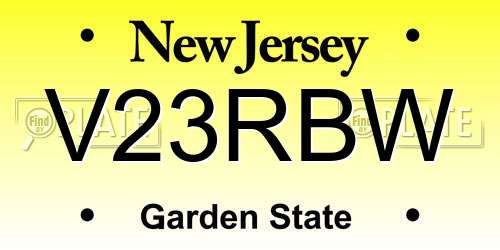 V23RBW New Jersey License Plate