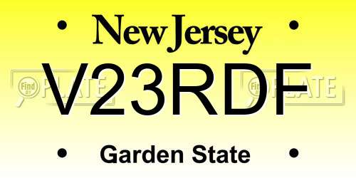 V23RDF New Jersey License Plate