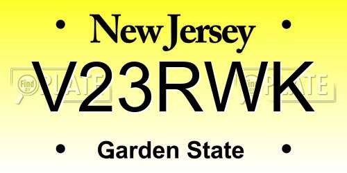 V23RWK New Jersey License Plate