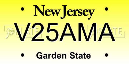 V25AMA New Jersey License Plate