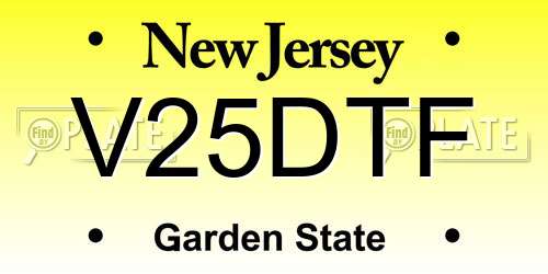 V25DTF New Jersey License Plate