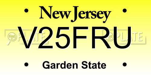 V25FRU New Jersey License Plate