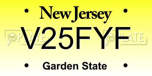 V25FYF New Jersey License Plate