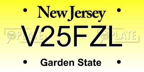 V25FZL New Jersey License Plate