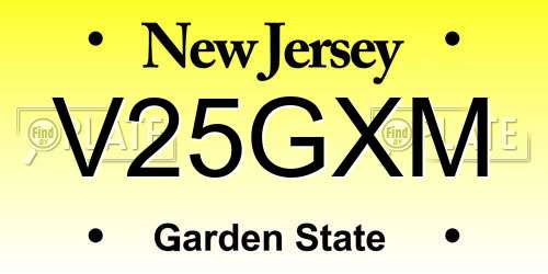 V25GXM New Jersey License Plate
