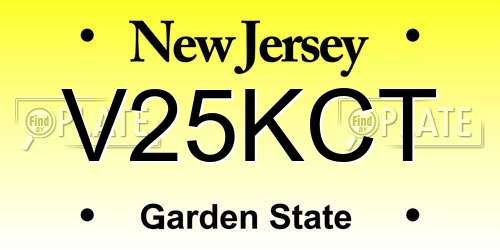 V25KCT New Jersey License Plate