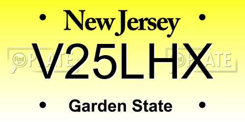 V25LHX New Jersey License Plate