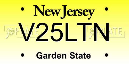 V25LTN New Jersey License Plate