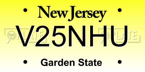 V25NHU New Jersey License Plate