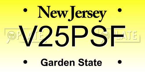 V25PSF New Jersey License Plate