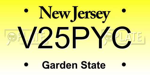 V25PYC New Jersey License Plate