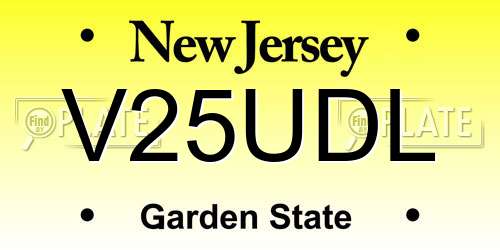 V25UDL New Jersey License Plate