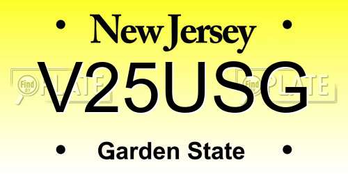V25USG New Jersey License Plate