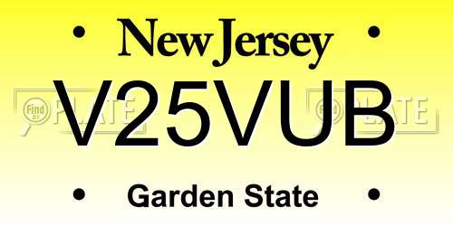 V25VUB New Jersey License Plate