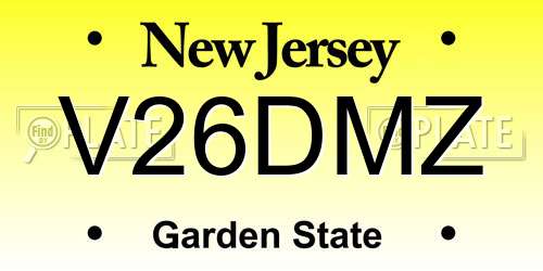 V26DMZ New Jersey License Plate