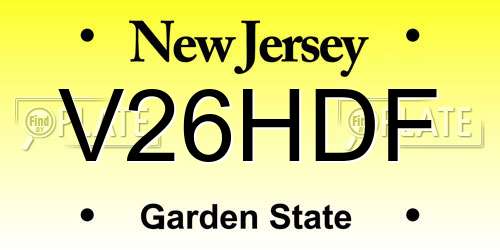 V26HDF New Jersey License Plate