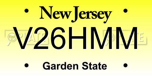V26HMM New Jersey License Plate