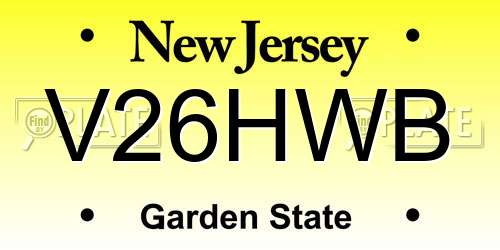 V26HWB New Jersey License Plate